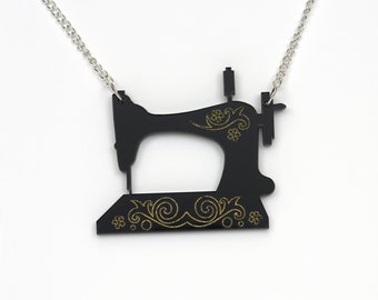 Sewing machine acrylic necklace