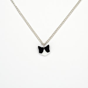 Black and white Tuxedo cat necklace