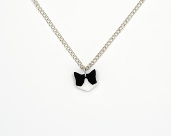 Black and white Tuxedo cat necklace - Customisation option avaliable