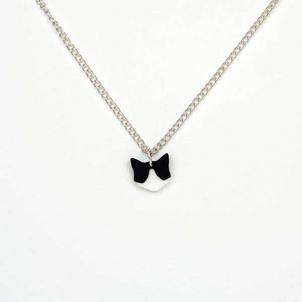 Black and white Tuxedo cat necklace - Customisation option avaliable