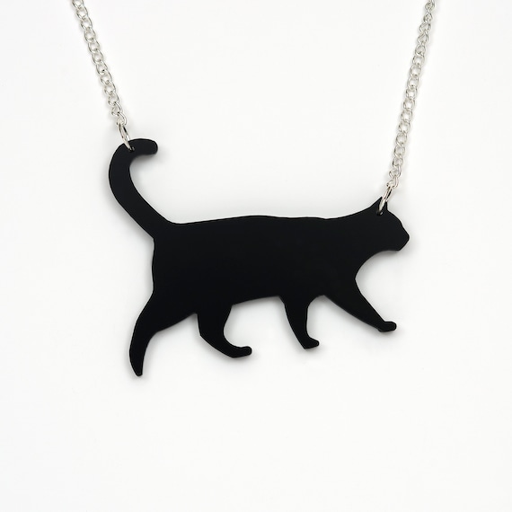 Macy's Black and White Crystal Sitting Cat Necklace in Fine Silver Plated  Brass | Hawthorn Mall