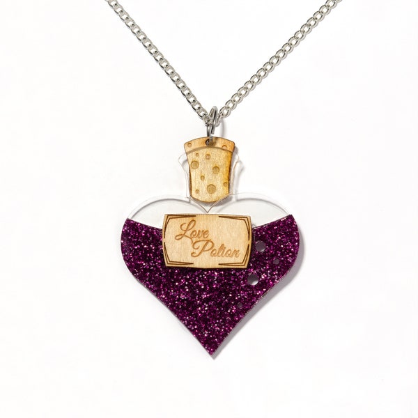 Love potion bottle acrylic necklace