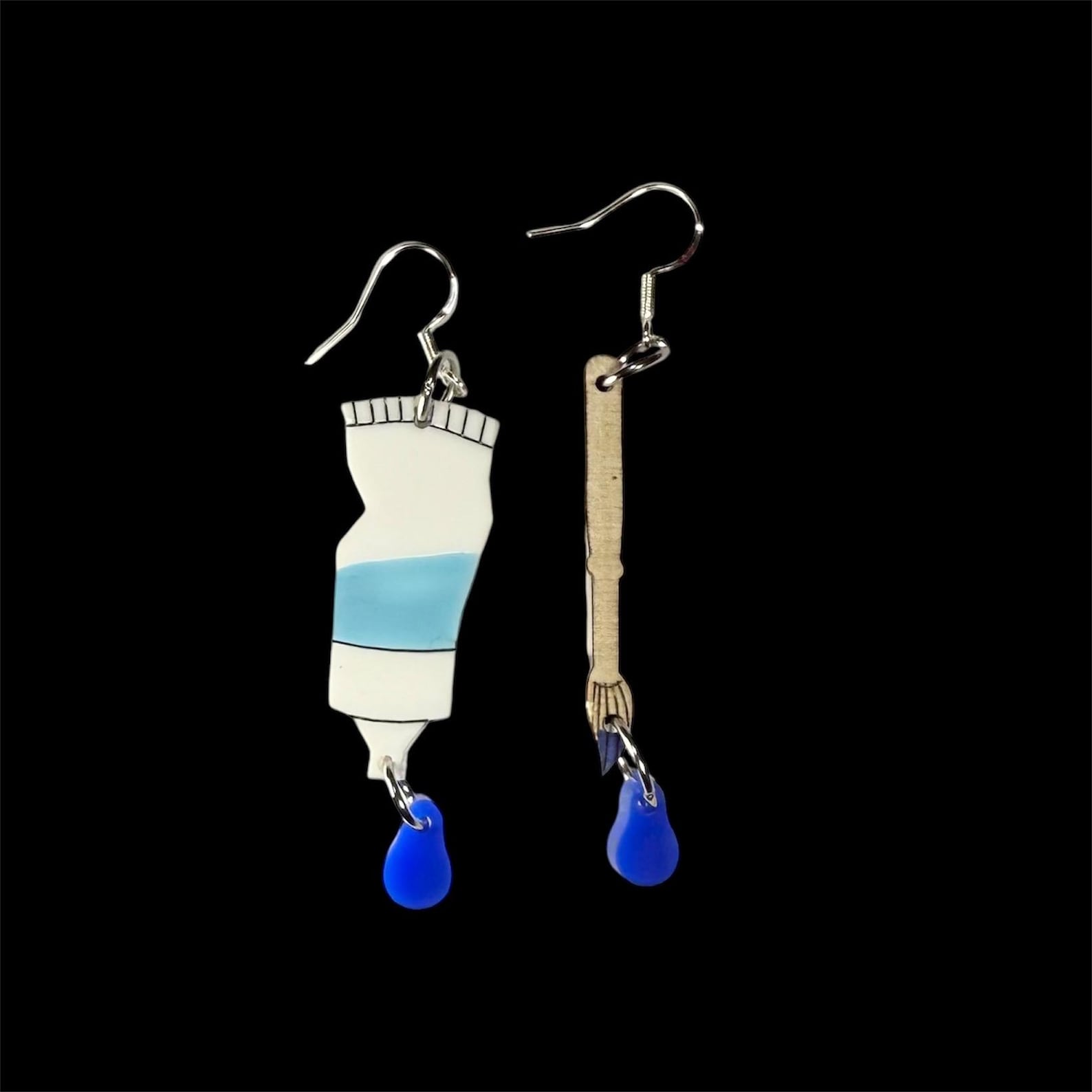 Artists paint tube and brush earring set