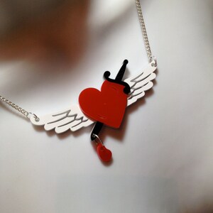 Heart dagger tattoo inspired acrylic necklace image 3