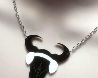 SHERLOCK inspired BULL HEAD with earphones necklace..from 221B Baker street flat