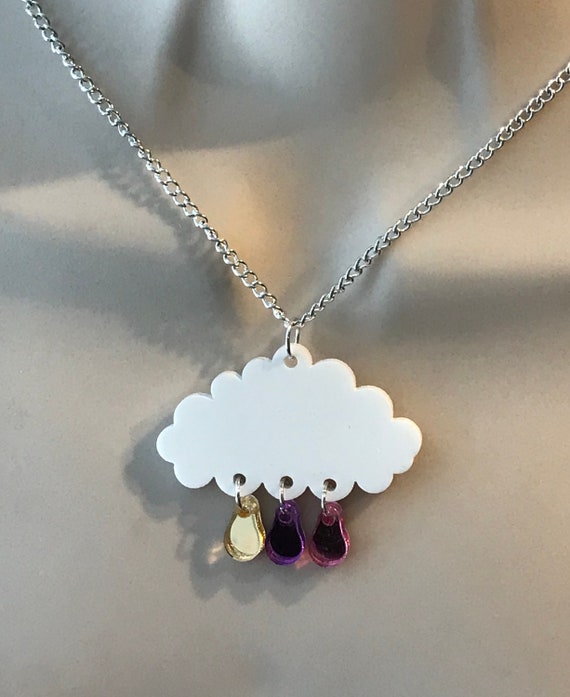 White Cloud Necklace With 3 Mirror Rain Drops Acrylic Necklace -  Canada