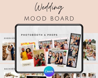 Wedding Mood Board Canva Template, Wedding inspiration board editable on canva, Customizable template wedding planner  idea mood board