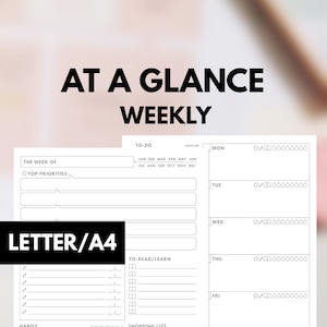 2 Page Vertical AT A GLANCE WEEKLY Planner 2020, Printable Big Happy Planner Weekly inserts, Undated Big Happy Planner Simple Weekly Planner