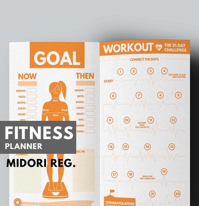 Fitness Planner Printable for Travelers Notebook, Fitness Planner Template Pages For Midori Travelers Notebook image 1