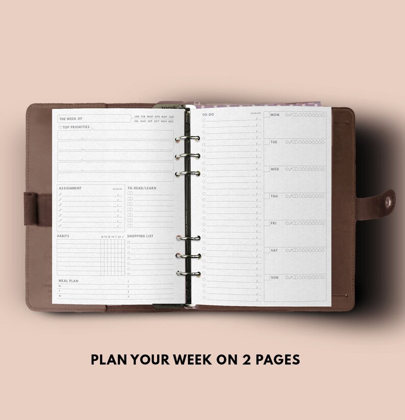A5 AT A GLANCE WEEKLY Planner Printable, Half Letter Printable Weekly ...