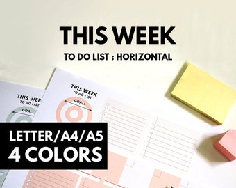 2020 Printable Weekly Horizontal To Do List ,Notepad Printable For Horizontal EC Planner and Big Happy Planner Horizontal Pages, Boxes, Line