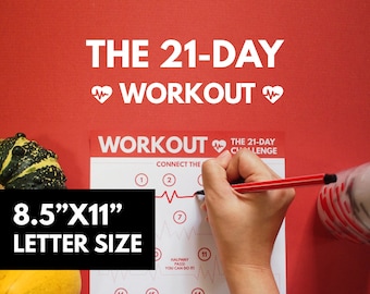 Inserción imprimible del rastreador de entrenamiento de 21 días para Big Happy Planner y Erin Condren Planner, rastreador de fitness vertical imprimible tamaño de letra de EE. UU.,