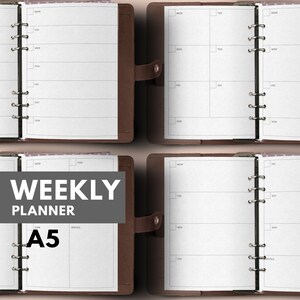 4 Design A5 Weekly Planner Insert, Printable for Filofax A5 Planner