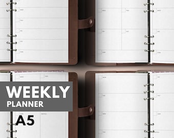 4 Design A5 Weekly Planner Insert, Printable for Filofax A5 Planner