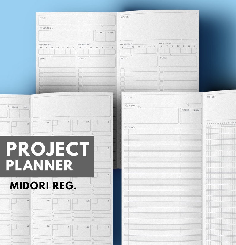 image relating to Midori Insert Printable titled Task Planner Midori increase Printable, Objective Planner Midori Increase, Every month Planner Midori Refill, Midori Travellers laptop computer increase
