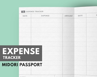 Midori Passport Insert, Expense Tracker insert, Budget Planner, Financial Planner, Midori Traveler Notebook Passport Insert, Midori Insert