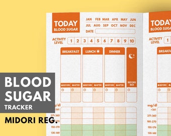 Blood Sugar Tracker TN insert, Type 1 Diabetes Printable Planner, Diabetes Log PDF, Diabetes Diary Travelers Notebook