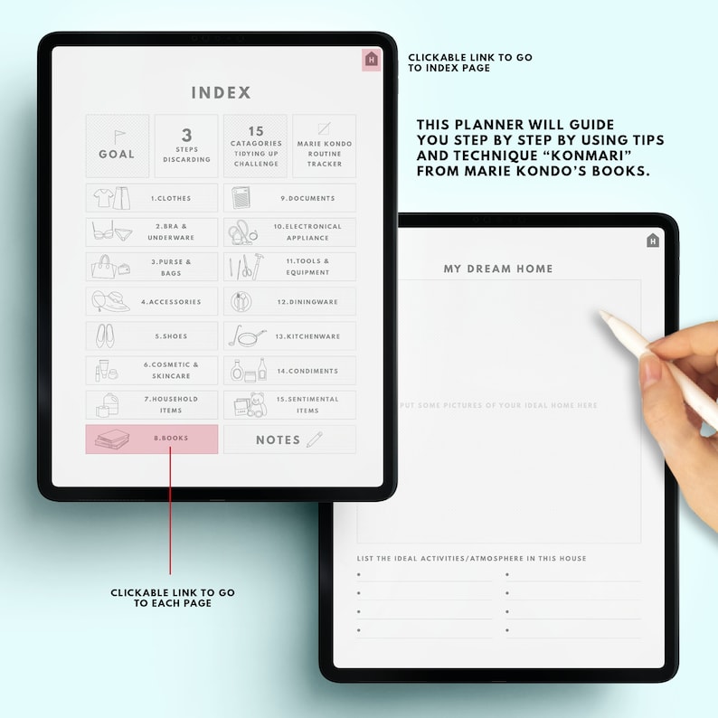 Tidying up Digital Planner Inspired by Marie Kondo, the Konmari Method ...