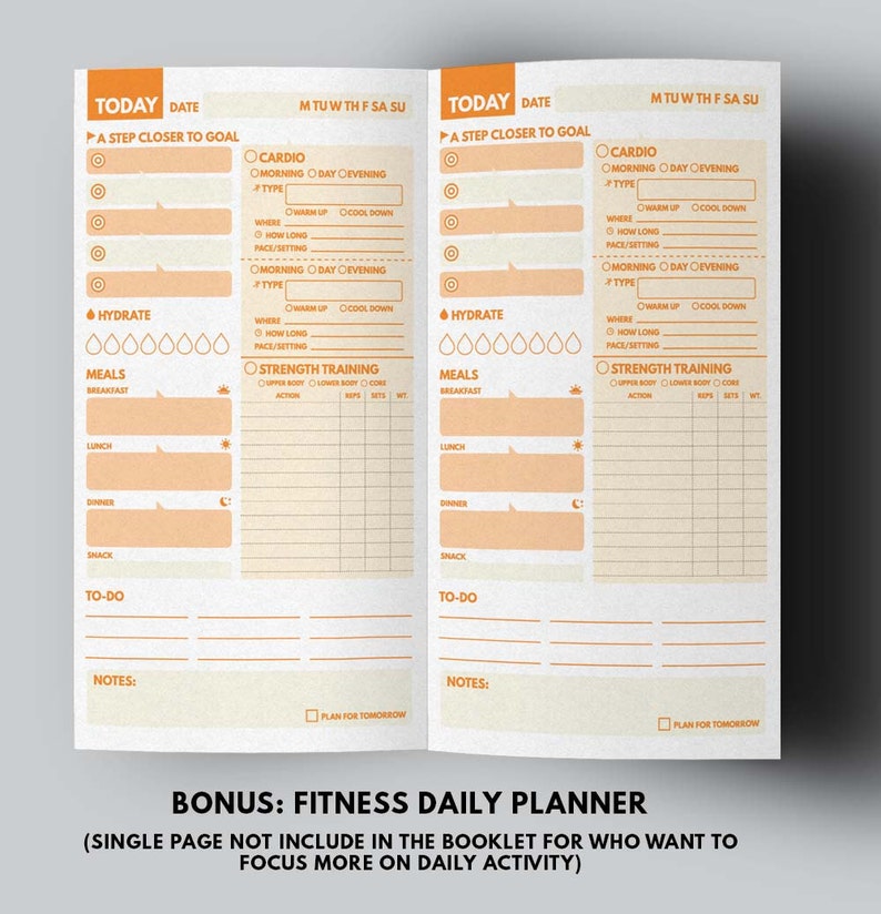 Fitness Planner Printable for Travelers Notebook, Fitness Planner Template Pages For Midori Travelers Notebook image 4