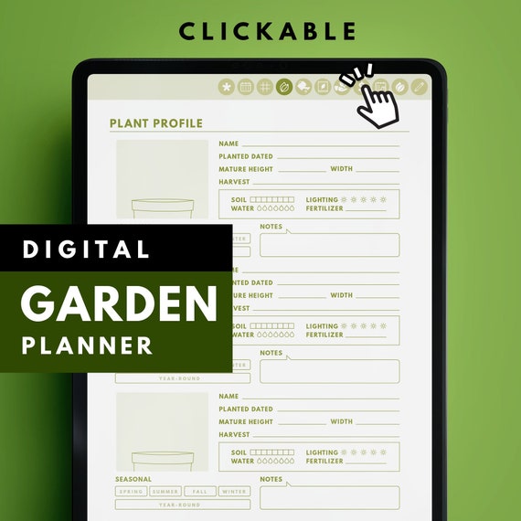 Digital Garden Planner with Hyperlinked for Goodnotes, Notability App, Veggie Garden Journal, Digital Planner