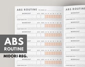 Abs Workout Routine Tracker, Printable Weight Loss Habit Tracker for Midori Travelers Notebook inserts