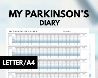 My Parkinson's Diary Planner, Parkinson's planner, Parkinson's Disease Log, Chronic Illness Planner, Chronic Illness Journal, Health planner