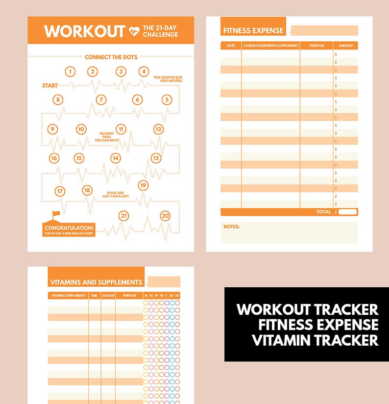 A5 Printable Fitness Planner, Half Letter Fitness Planner, Printable ...