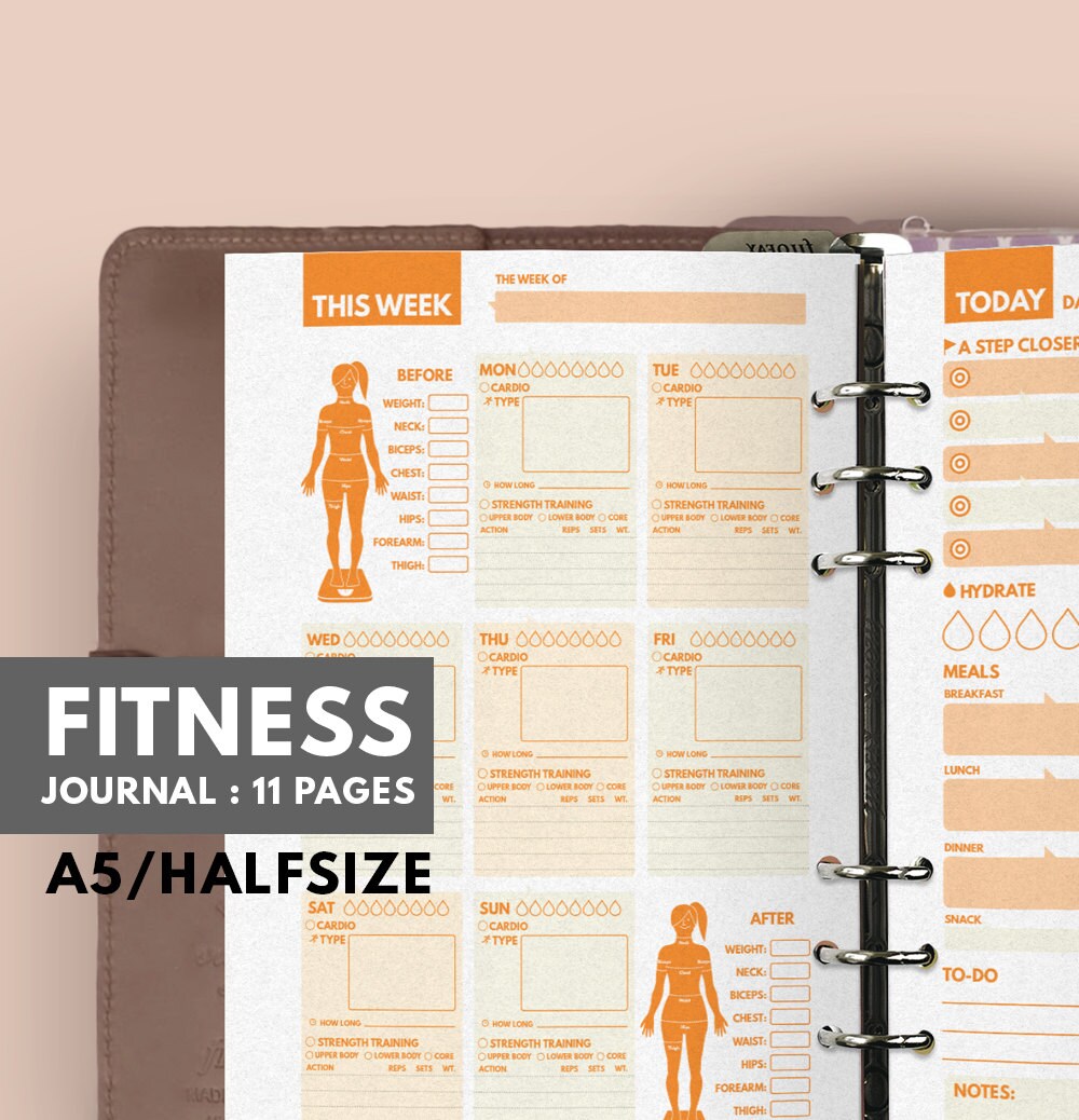 A5 Printable Fitness Planner Half Letter Fitness Planner | Etsy