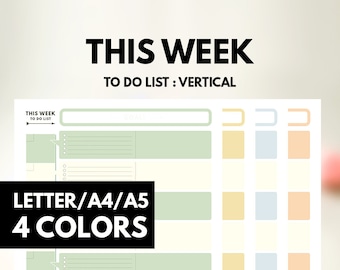 Printable Undated Planner Weekly Vertical Planner for Big Happy Planner and Erin Condren Planner, Vertical Weekly with lines inserts