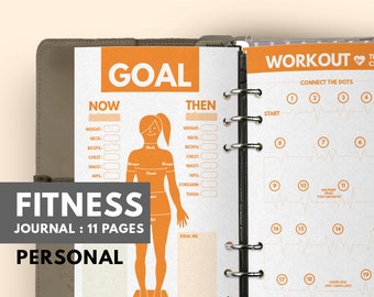 Fitness Journal personal, Filofax personal insert, Fitness Planner personal Filofax insert, Workout Filofax Planner, Health Planner