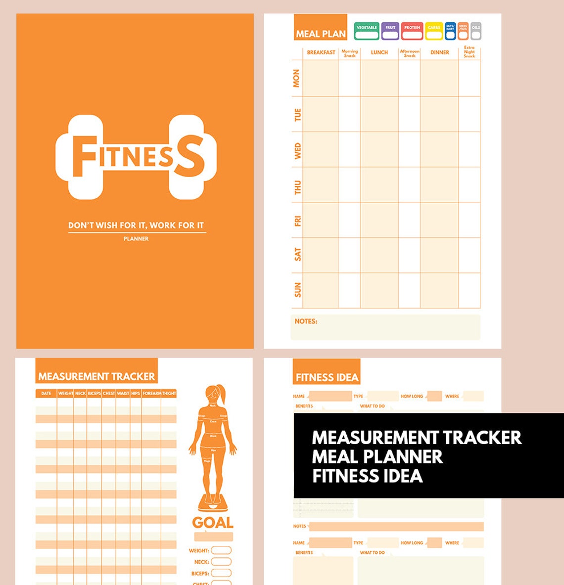 A5 Printable Fitness Planner Half Letter Fitness Planner | Etsy