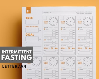 Intermittent Fasting Planner Printable | IF Planner | Printable Weight Loss Tracker for Big Happy Planner | Meal Planner Template Pages