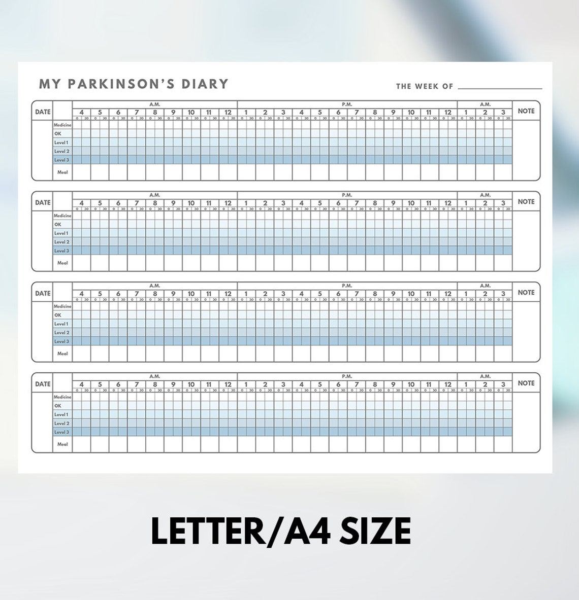 My Parkinson's Diary Planner, Parkinson's Planner, Parkinson's Disease ...