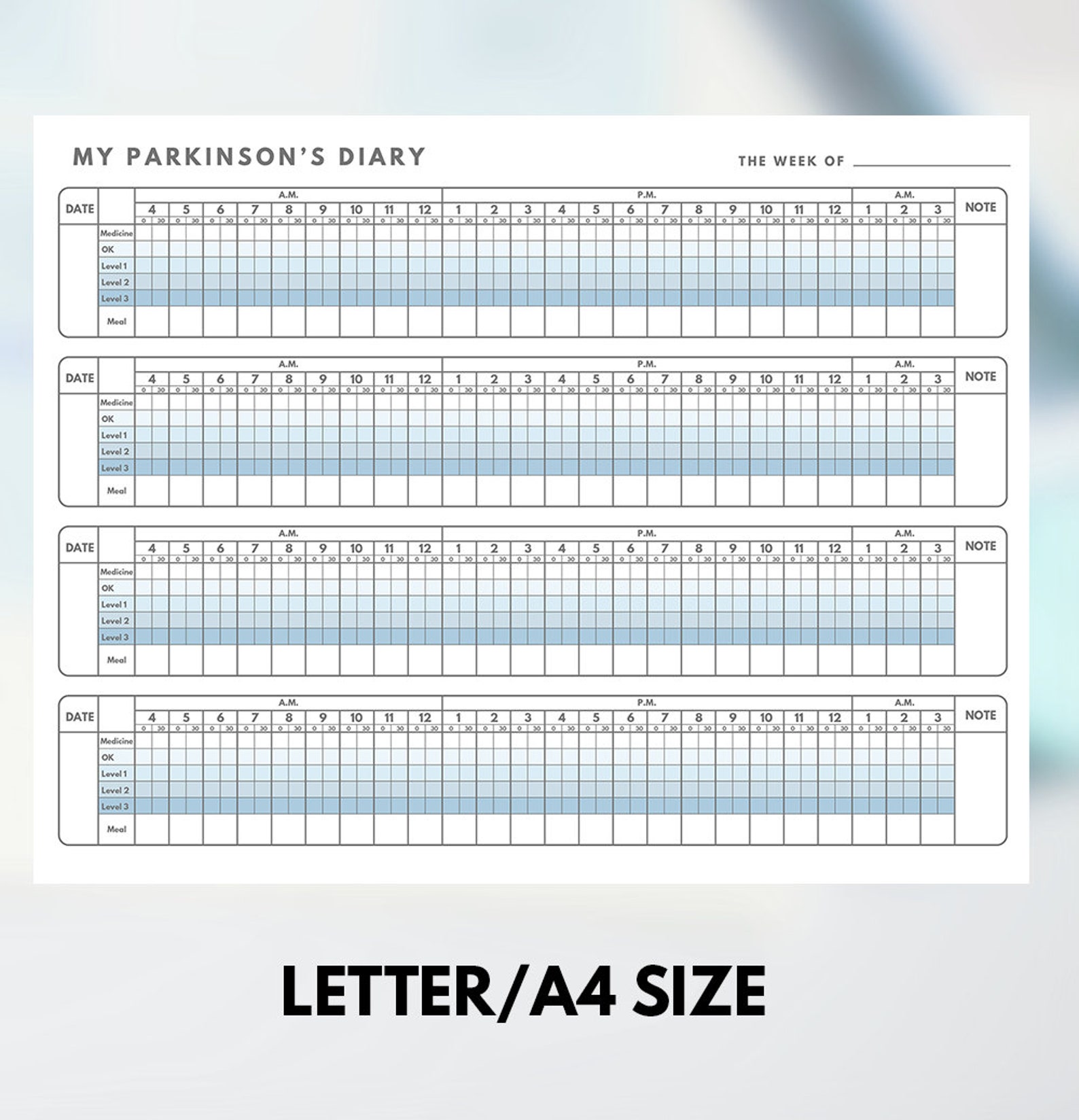 My Parkinson's Diary Planner, Parkinson's Planner, Parkinson's Disease ...
