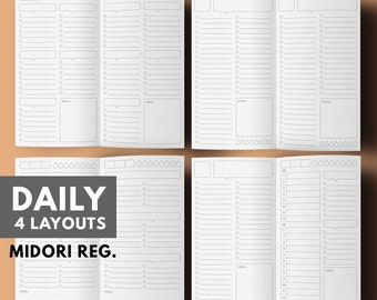 Midori Travelers Notebook Daily Planner Insert Printable, Printable Daily Page for TN insert refill