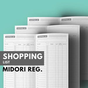 Einkaufsliste einfügen druckbar, Lebensmittelgeschäft Liste druckbar für Midori Travelers Notebook, Wunschliste Midori TN Insert