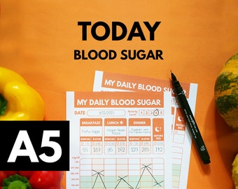Type 1 Diabetes Log Printable for A5 Planner Inserts | Diabetes Blood Sugar Tracker | Filofax A5 Printable Insert