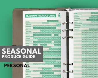 Seasonal Produce Guide for Healthy eating | Personal Size Planner Printable