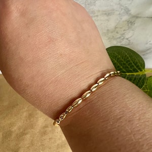 Gold Beaded Bracelet-Stackable Bracelet-Gold Tube Beaded Bracelet