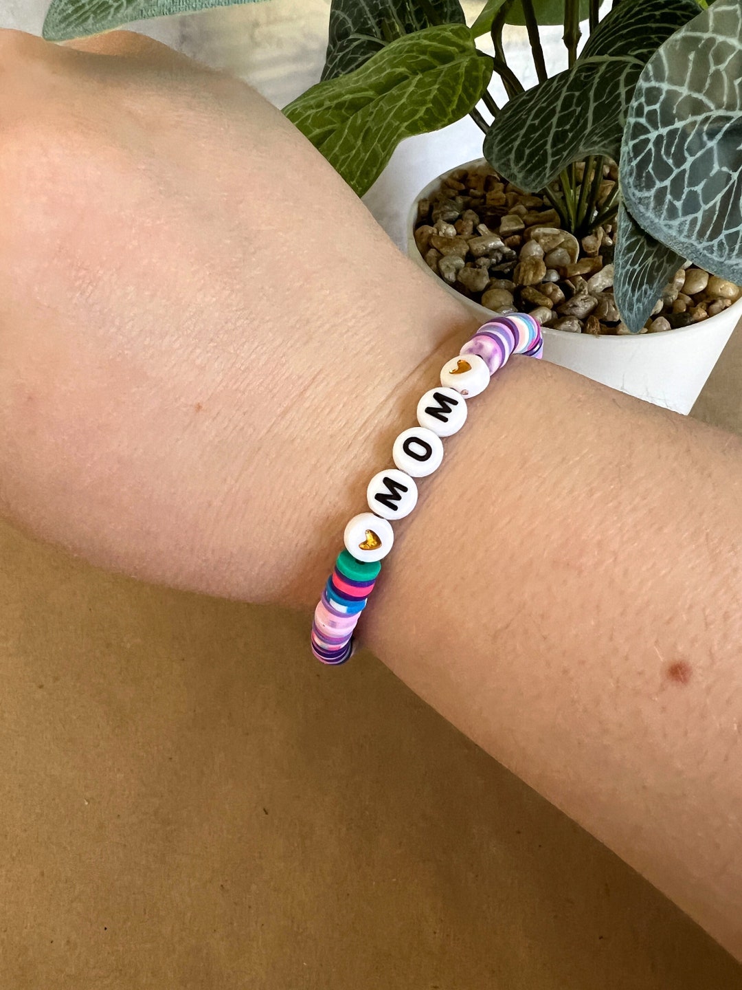 Clay Bead Mom Bracelet- Mother's Day Bracelet- Mother's Day Gift ...