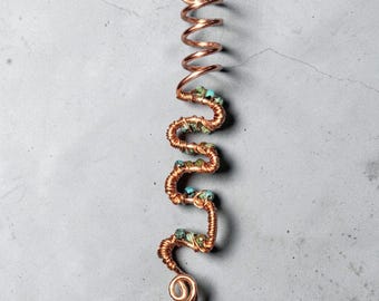 Hair Jewelry, Copper with Turquoise beads