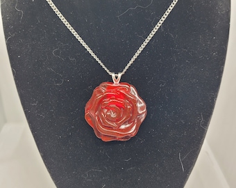 Epoxy Resin Rose Necklace