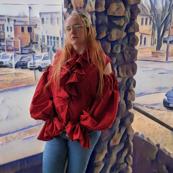 THE POET / Ruffle Neck Flannel Shirt main image 1