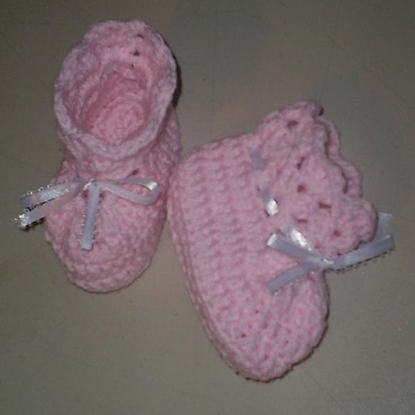 Ruffled Crocheted  Baby Booties