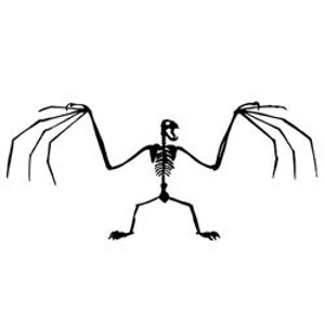 Unmounted Rubber Stamp -  Bat Skeleton