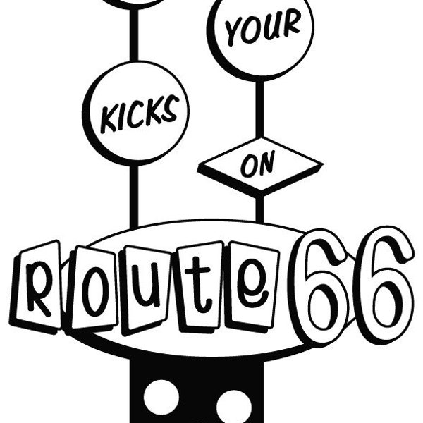 Unmounted Rubber Stamp Googie Roadside Route 66 Sign