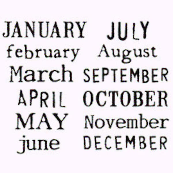 Unmounted Rubber Stamp Set - Months of the Year