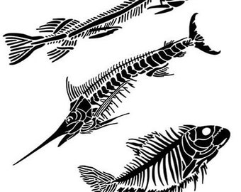 Mini Fish Fossils 6x6 Stencil