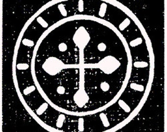 Rubber Stamp Cutout Cross in Circle