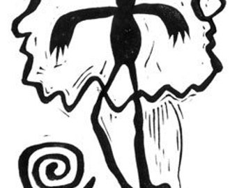Unmounted Rubber Stamp – Petroglyph Humanoid Figure With Spiral